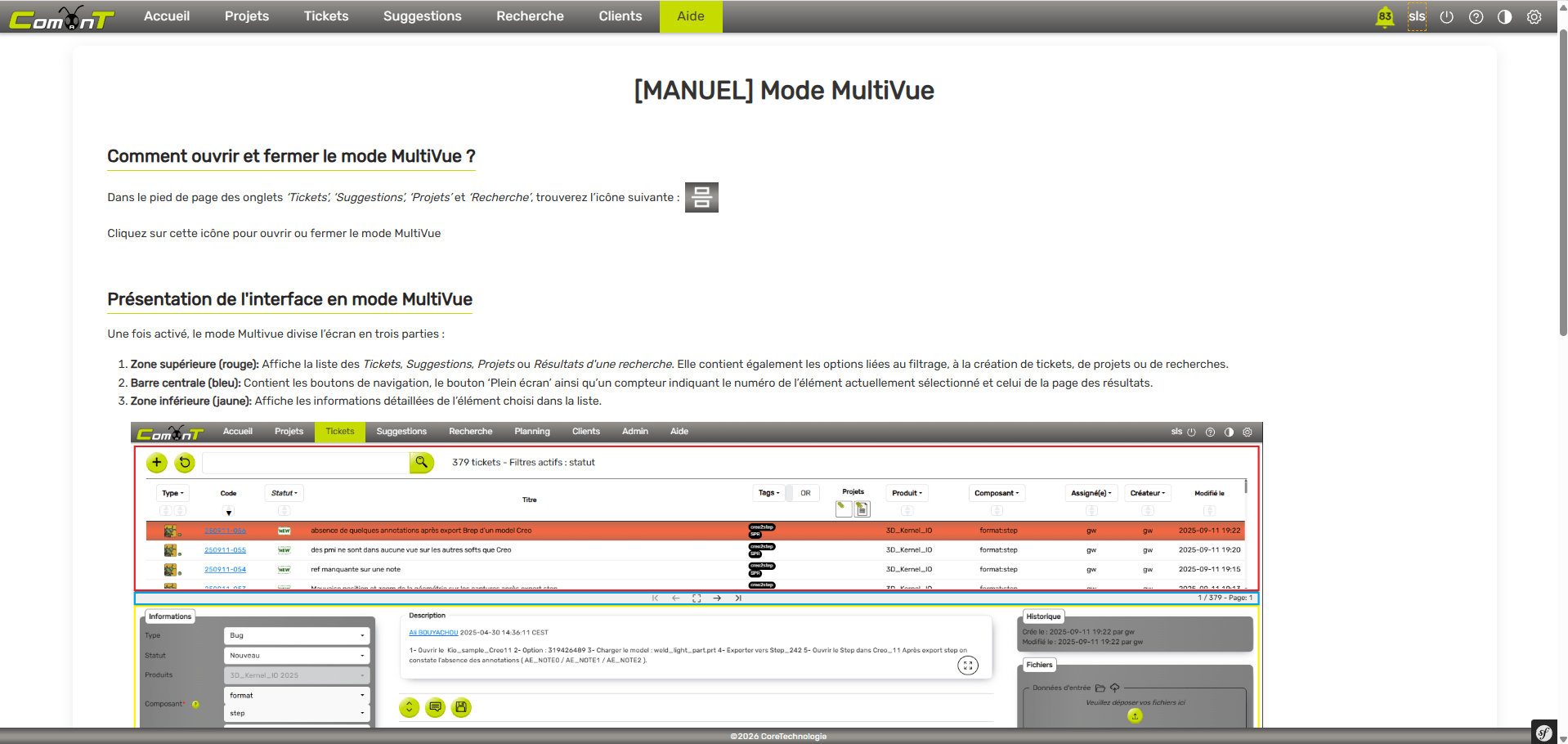 Comant article from help page