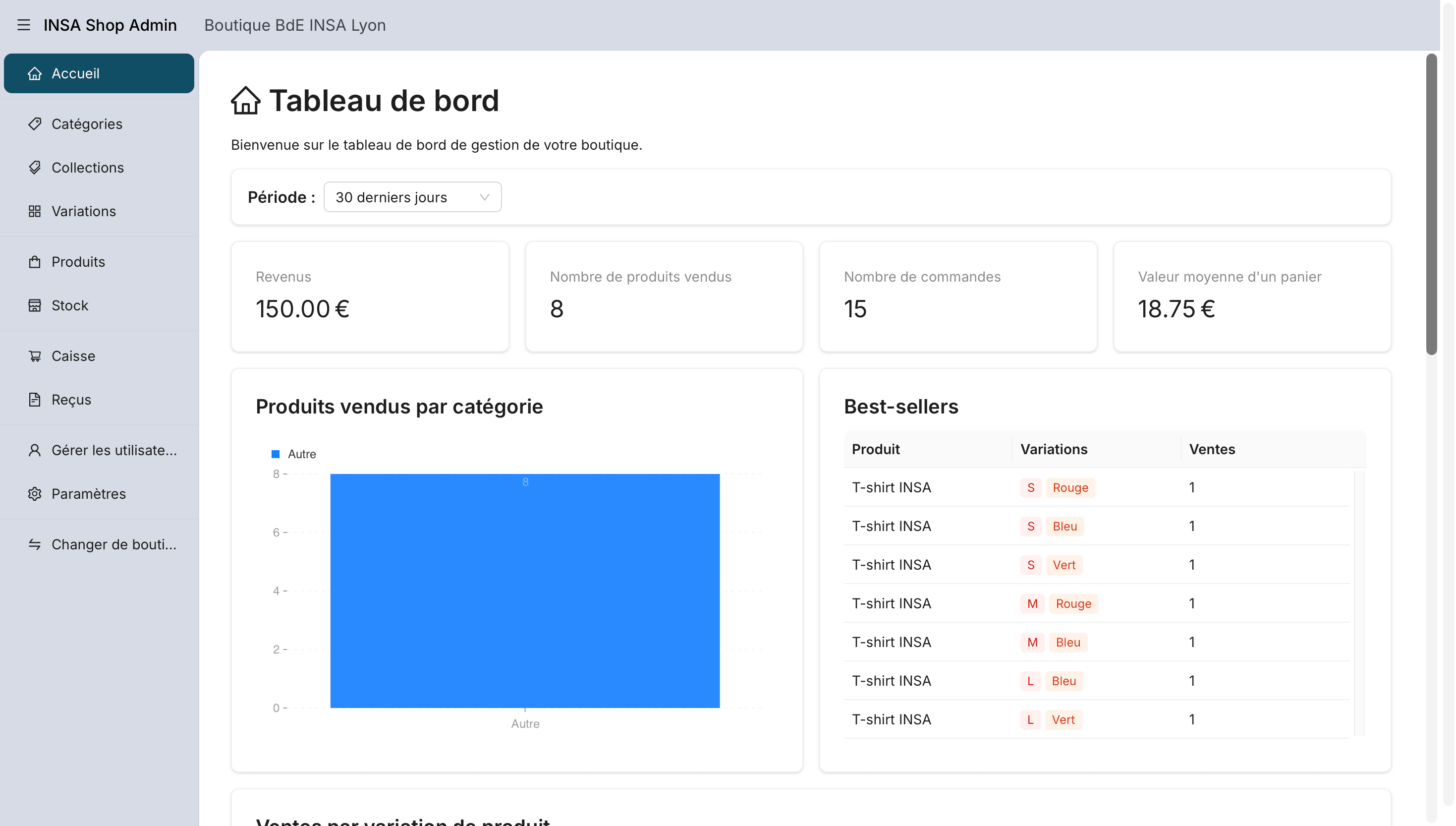 INSA Shop management dashboard 1